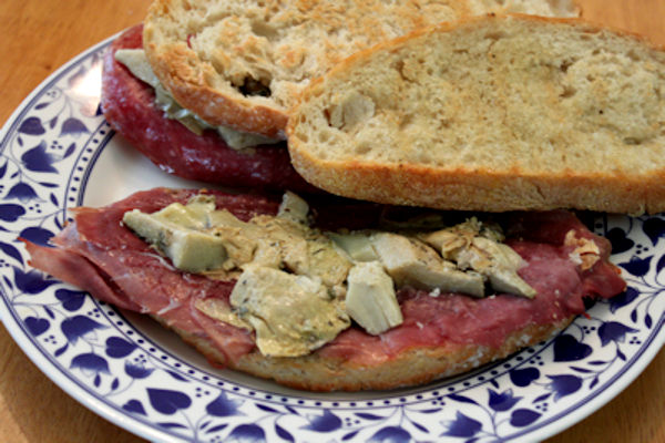 Panino Prosciutto Artichokes [Copyright of Roma's Gelato LLC, Distribution, Copy, Reproduction, Strictly Forbidden]